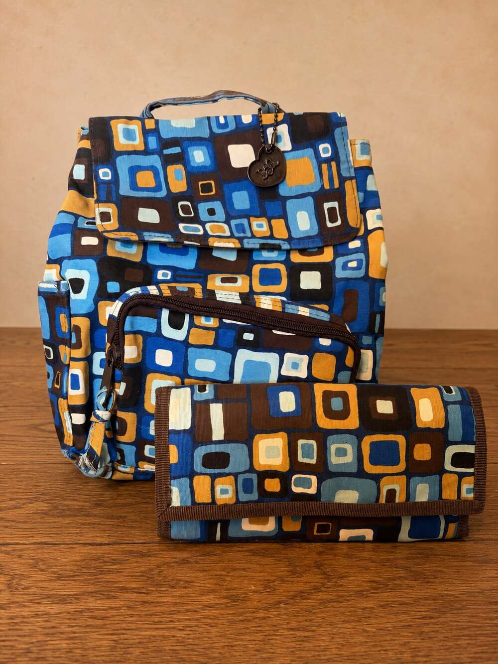DSQ Geometric Pattern Backpack and Wallet Set